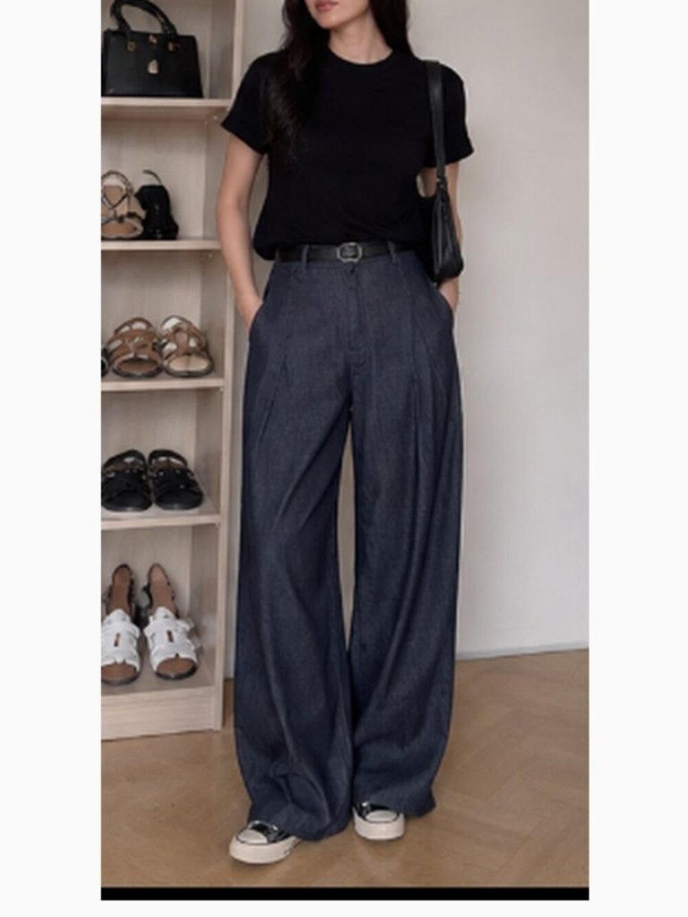 NWT ZARA TRF PLEATED DENIM PANTS DARK INDIGO SIZE 6